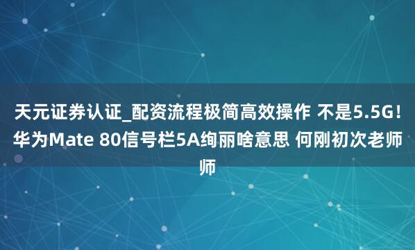 天元证券认证_配资流程极简高效操作 不是5.5G！华为Mate 80信号栏5A绚丽啥意思 何刚初次老师